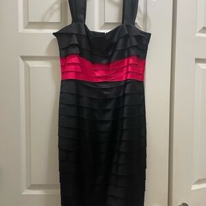 Jones New York Black Dress with Bright Pink Band